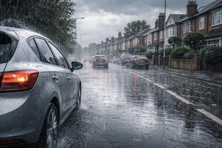 Driving in Heavy Rain in Sutton – How Wet Roads Affect Your Brakes & Tyres